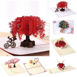YESMILE 1Pcs Anniversary Birthday Gift Party Supplies Pop Up Blessing Card Valentines Day Thank You Cards Greeting Cards Wedding Invitations