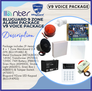Bluguard Security Burglar Wired Alarm LED V9 VOICE PACKAGE 8 +1 Zone Include 9 Item Suit Home Shop use BLU-V9-SP01 V9 Voice Package