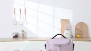 Curved Lid Bento Lunch Bag with Shoulder Strap Large Capacity and Thermal Lining RH2436
