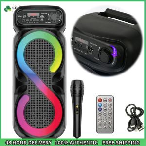 Sikiwind Bluetooth-Compatible Speaker Portable Boombox with RGB Light Outdoor Speaker USB/TF Wireless Speaker Remote Control for Outdoor Camping