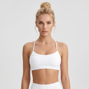 Women Thin Strap Square Neck Padded Sports Bra Soft Naked Stretch Sweat Wicking Shockproof Yoga Bra Top for Gym Daily Wear2026