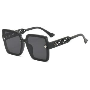 JN IMPRESSION New Fashion Four-leaf Clover Pattern Square Rimless Sunglasses Anti-ultraviolet Luxury Sunglasses