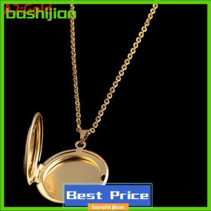 bashijian Stainless Steel Photo Locket Necklace 3 Colors Open Round Pendant Necklaces