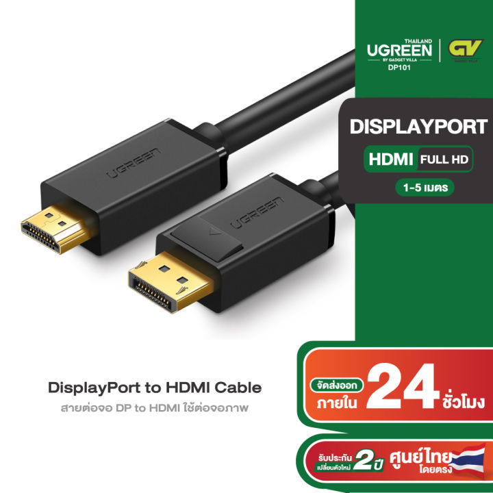 UGREEN (DP101) DisplayPort male to HDMI male Cable สายต่อจอ DP to