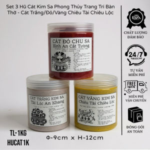 Set 3 Túi Cát 1Kg Trang Trí Lư Hương - Tài Lộc Bình An Chiêu Lộc ( 3 Màu)