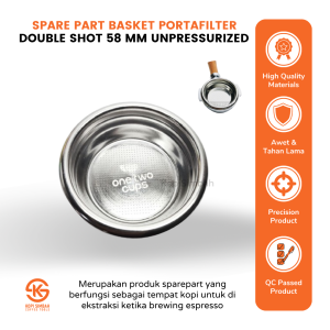 Sparepart Basket Portafilter Double Shot Size 58 mm Unpressurized Gasket Mesin Espresso Filter Portafilter Espresso Naked