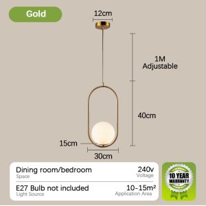 Pendant Light Modern LED Round Glass Ball Drop Light Iron Lights for Ceiling E27 Nordic Chandelier for Stair Living Room Home Decor Dining Room