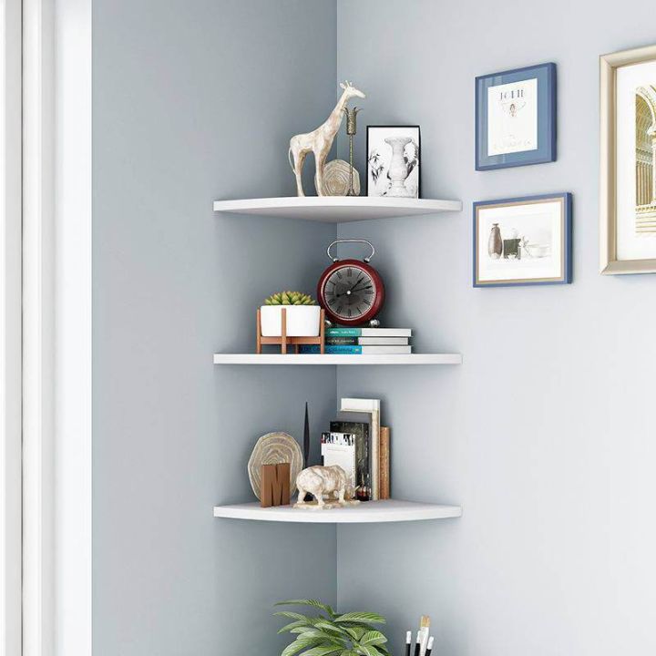 3PCS Floating Corner Shelf Wall-Mounted Storage Rack Furniture Office Deco Wall Bookshelves Home