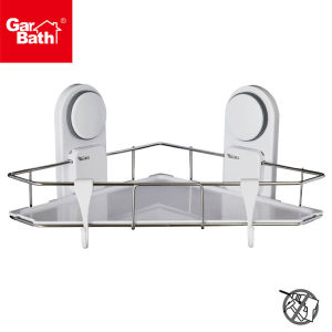 Garbath Vacuum Suction Corner Shower Caddy Shelf with Hooks Bathroom Kitchen Home No Drill