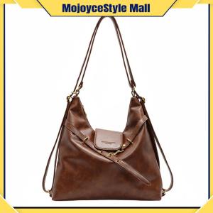 กระเป๋าสะพายข้างผู้หญิงหนัง PU ดีไซน์โค้งใหญ่พร้อมสายสะพายและหัวเข็มขัด เหมาะสำหรับการใช้งานในทุกโอกาส