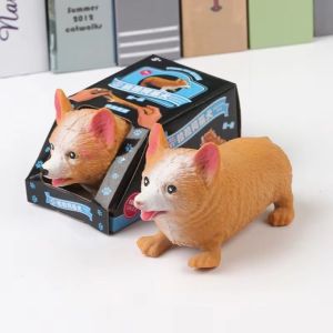 VIVAZ Slow Rebound Squeeze Toys Fidget Stress Relieve Corgi Dog Modeling Cute Pulling Toys Gift