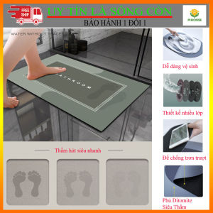 (Freeship-Chọn Mẫu) Bộ thảm bếp Silicon 02 thảm KT 40x60 40x120cm thấm hút chỉ sau 3 giây chống trơn trượt nhanh khô tham lau chân thảm chùi chân siêu thấm