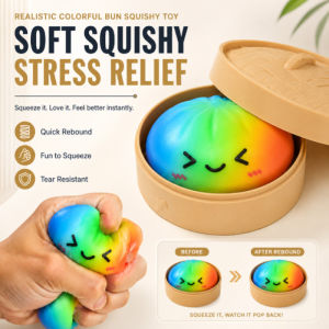 Colorful Simulation Baozi Squishy Kawaii Stress Relief Fidget Toy Soft Squeeze Anxiety Relief Slow Rising Bun Shaped Novelty Toy