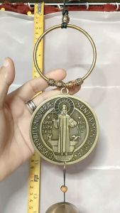 St. Benedict Antique Wind/Door Chimes for Protection Against Evil 3.25 inches dia. Medallion Size 22 inches Height