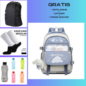 Tas Sekolah Anak SD SMP SMA Tas Ransel Sekolah Anak Perempuan Gratis Jas Hujan-Botol Minum-Kaos Kaki