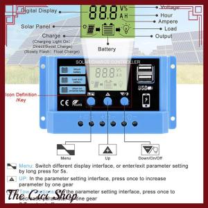 [The Cici Shop] 20A 30A เครื่องควบคุมการชาร์จพลังงานแสงอาทิตย์12V 24V แผงเซลล์แสงอาทิตย์สำหรับรถยนต์ตัวควบคุม PV LCD สำหรับแบตเตอรี่ตะกั่วกรดแบตเตอรี่ลิเธียม USB คู่