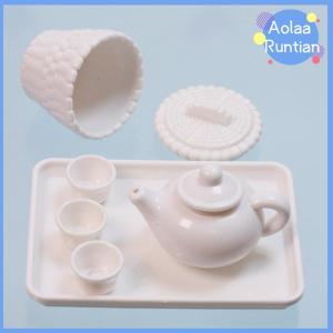 Aolaa 1 Set Dollhouse Scene Accessories Simulation Tea Kit Model Tea Pot Cup Tea Table Decoration Collectible Room Ornament