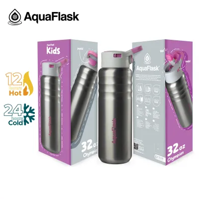 AquaFlask Kids Straw Sip (12oz/24oz/32oz) Wide mouth Vacuum Insulated Stainless Steel Drinking Water Bottle