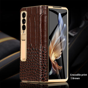 LANGSIDI Ốp điện thoại nắp gập da thật cho Samsung Galaxy Z Fold 7 6 5 4 3 8 Fold8 Ultra Fold6 Fold7 ốp lưng mạ vàng kèm miếng dán gương kính cường lực cao cấp chống sốc da bò tự nhiên chống trượt hấp thụ sốc làm thủ công chính hãng từ nhà máy