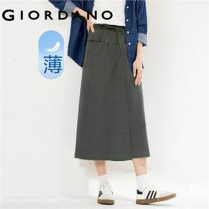 GIORDANO Women Pants Lightweight Elastic Waist Crop Pants Slant Placket Front Solid Color Simple Fashion Casual Pants 05424337