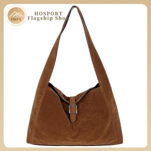 【HRFS】 Women Girls Faux Suede Retro Single Shoulder Bag Fashion Commute Handbag Shoulder Underarm Bag for Work Shopping Travel Daily