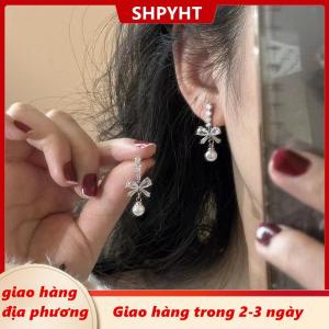 [COD] SHPYHT Giao hàng địa phương 1 cặp tinh tế cung ngọc trai dangle Bông tai cho phụ nữ cô gái thời trang ngọt ngào Stud Bông Tai đám cưới bên đồ trang sức phụ kiện Quà Tặng