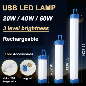 52cm 60W LED Light Night Lamp USB Rechargeable 52/32/17cm Built-in Magnet 60W/40w/20w Study Desk Lamp for Closet/Cabinet/Stairs/Wardrobe/Kitchen/Bed 3 Work Modes