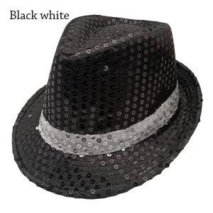 ZOOGGJZ Shiny Jazz Hat Masquerade Sequins Panama Cap Durable Stage Dance Performance Hat Men Women