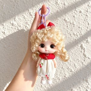 MINUTE Trang phục mặc được Móc khóa hình búp bê tóc xoăn. 10CM Các khớp có thể di chuyển. dây chuyền hình búp bê mini Tinh tế Nhẹ Búp bê trang trí túi xách Người lớn trẻ em