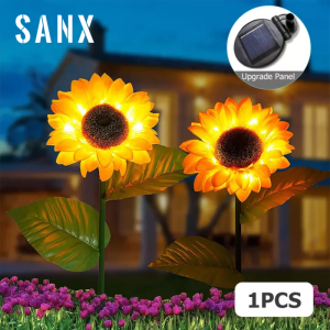 SANX Solar Sunflowers Outside Garden Lawn Light IP65 Waterproof Solar Flowers Pathway Light for Patio Yard Wedding Holiday Decoration