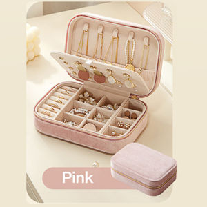 SG - Portable Jewelry Box High-end Jewelry Necklace Ring Storage With Zip Lightweight & Compact