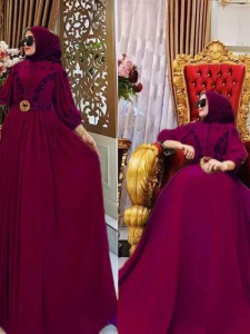 Gamis Hitam Wanita Viral Azzura Dres Ceruty Babydoll Aplikasi Bordir Resleting Depan Busui Friendly M L XL XXL 3XL Dress Kondangan Mewah Elegan Jumbo Baju Muslim Remaja