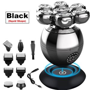 7D LCD Display Rechargeable Bald Head Electric Shaver Fast charging long-lasting use for Men 7 Floating Cutter Beard Nose Ear Hair Trimmer Facial Cleaning Brush