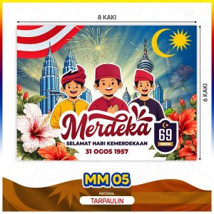 BACKDROP HIASAN HARI KEBANGSAAN / HARI KEMERDEKAAN KE-69 (MALAYSIA MERDEKA) DESIGN TERKINI TAHUN 2026