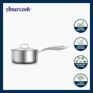 Amercook Aristo 18cm Honeycomb Stainless Steel Non-Stick Saucepan – Induction Ready Scratch Resistant Safe Cooking