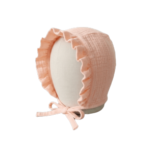 NOBLELUX Ruffle Muslin Baby Bonnet Chin Strap 100% Cotton Infant Beanie Cap Vintage Breathable Gauze Newborn Hat Girls Boys Summer Autumn