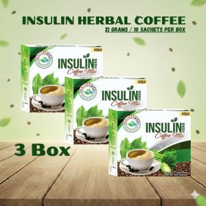 Insulin Coffee by NatureMed - Herbal Coffee Drinks 3 in 1 Coffee Mix |Anti-Diabetes Coffee for everyone | 3 BOXES | 10 sachet per box | 21grams per sachet