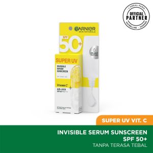 GARNIER Super UV Invisible Serum Sunscreen SPF 50+ PA++++ Vitamin C Skin Care - 30ml (Sunblock Untuk Kulit Cerah Terlindungi)