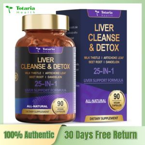 Totaria 25-in-1 Liver Cleanse & Detox 90 Vegan Capsules - Advanced Milk Thistle Formula with Artichoke Beet Root & Dandelion for Liver Health