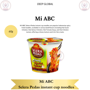 Mi ABC Selera Pedas Instant Cup Noodles 60g - Spicy Fried Noodles with Hot Gulai Chicken Flavor Chewy Texture & Fiery Taste