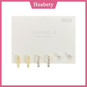 Heabety 1 bộ bông tai kim loại hình tròn nhỏ dáng thả thời trang mới dành cho nữ bộ bông tai dạng xỏ khuyên có mặt dây chuyền sành điệu quà tặng trang sức
