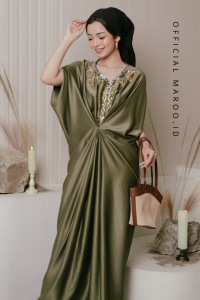 Maroo - Shara Kaftan Dress/ Gamis Dress Kaftan Satin Lebaran terbaru
