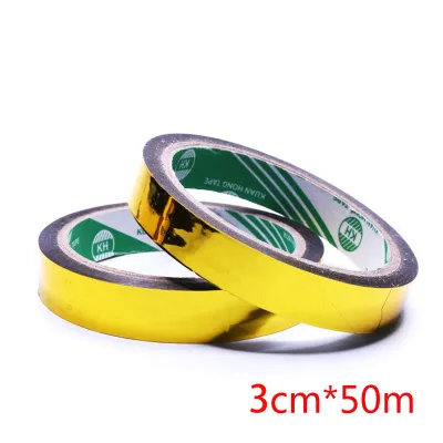 50M/Roll Gold Selotip Masking Tape Gold Washi Tape Stiker Emas Pita Perekat Strip Perekat Diri Dekorasi Langit-langit Stiker