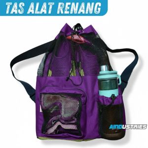 Dry Bag Renang Selam Tas Renang Jaring Biru Multifungsi Anak Dewasa Tas Peralatan Renang Kolam & Pantai Ungu