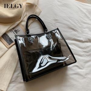 IELGY กระเป๋าสะพายไหล่ PVC ตัวอักษรความจุขนาดใหญ่สำหรับผู้หญิง