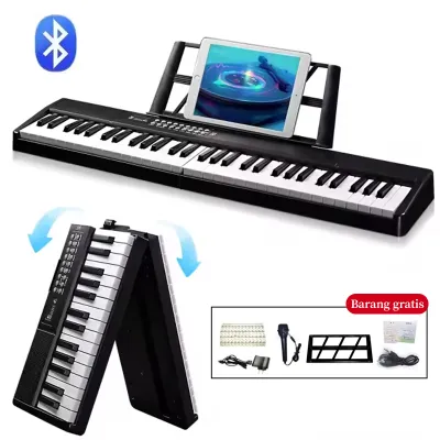 KAWES Piano Lipat 61Tombol Keyboard Standar SemiBerat Piano Digital dengan Tas Tangan untuk Pecinta Piano