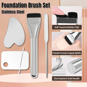 4Pcs/set Foundation Brush Spatula Set Ultra-Thin Clear Acrylic Makeup Palette Nail Stamping Plate Mixing Set