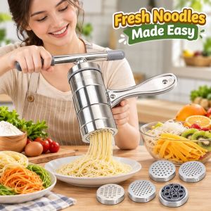 Tulip Home Furnishings Store Manual Pasta Maker Stainless Steel Noodle Press Fruit Juicer 2/5 Press Moulds Multifunctional Easy Clean Home