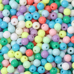 200/500Pcs 6mm 8mm Solid Color Acrylic Round Beads Macaron Mixed Colorful Beads for Necklace Bracelet DIY Jewelry Making Beads