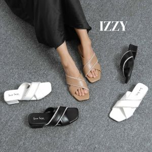 Sara Sara IZZY Sandal Heels Wanita Sendal Slop Model Silang Sandal Hak Terbaru